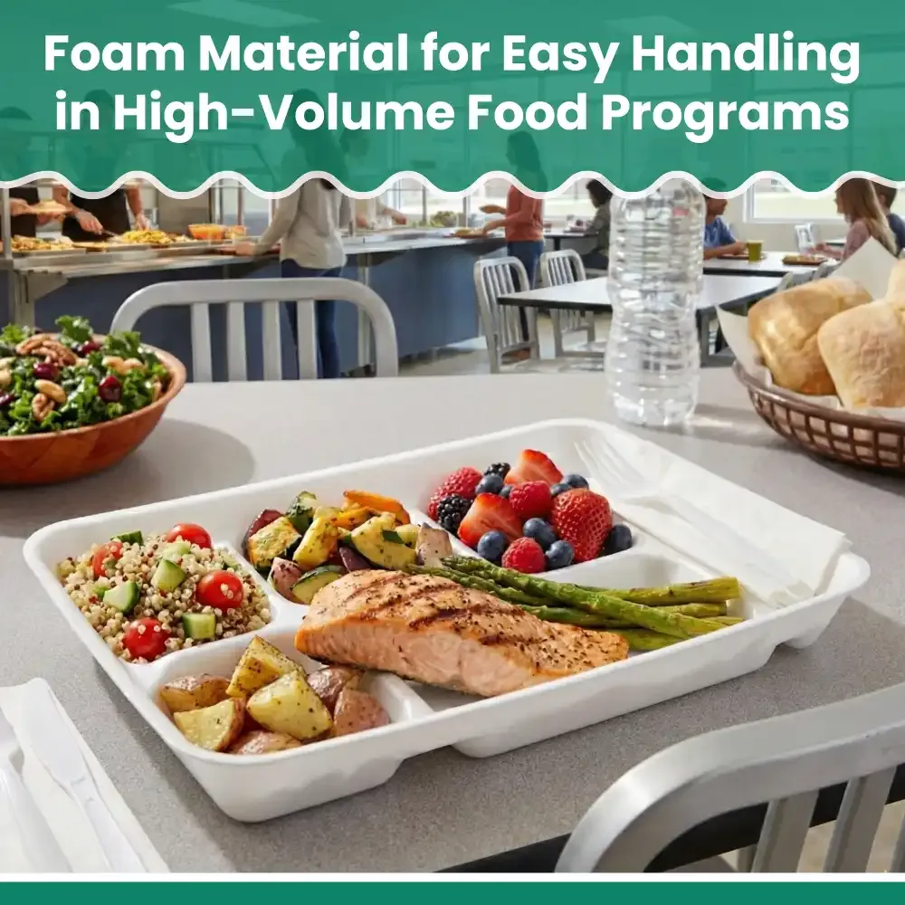 Dinelux Series Six-Compartment Foam Tray, White, 500/Case