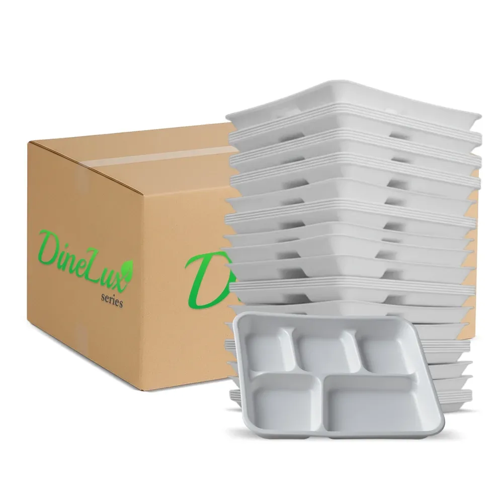 Dinelux Series Five-Compartment Foam Serving Tray, White, 10.38" x 8.37" x 1.19", 500/Case