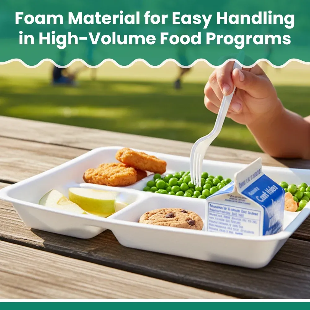 Dinelux Series Five-Compartment Foam Serving Tray, White, 10.38" x 8.37" x 1.19", 500/Case