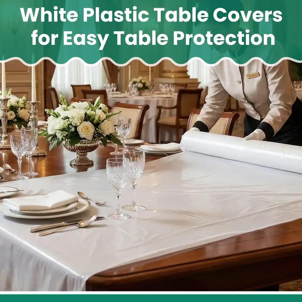 Dinelux Series Plastic Tablecover Roll, White, 40" x 300 ft, 1 Roll