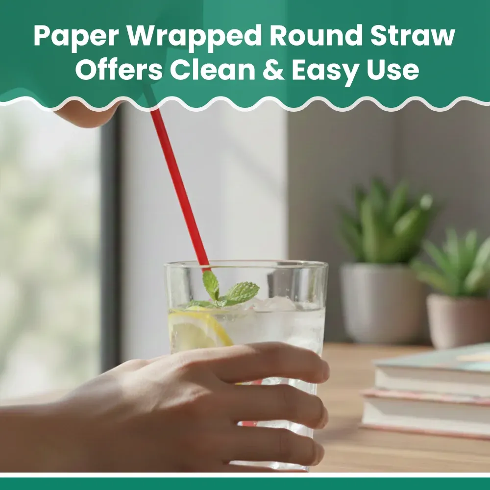 Dinelux Series 10.25" Giant Straw, Paper Wrapped, Red, 1200/Case