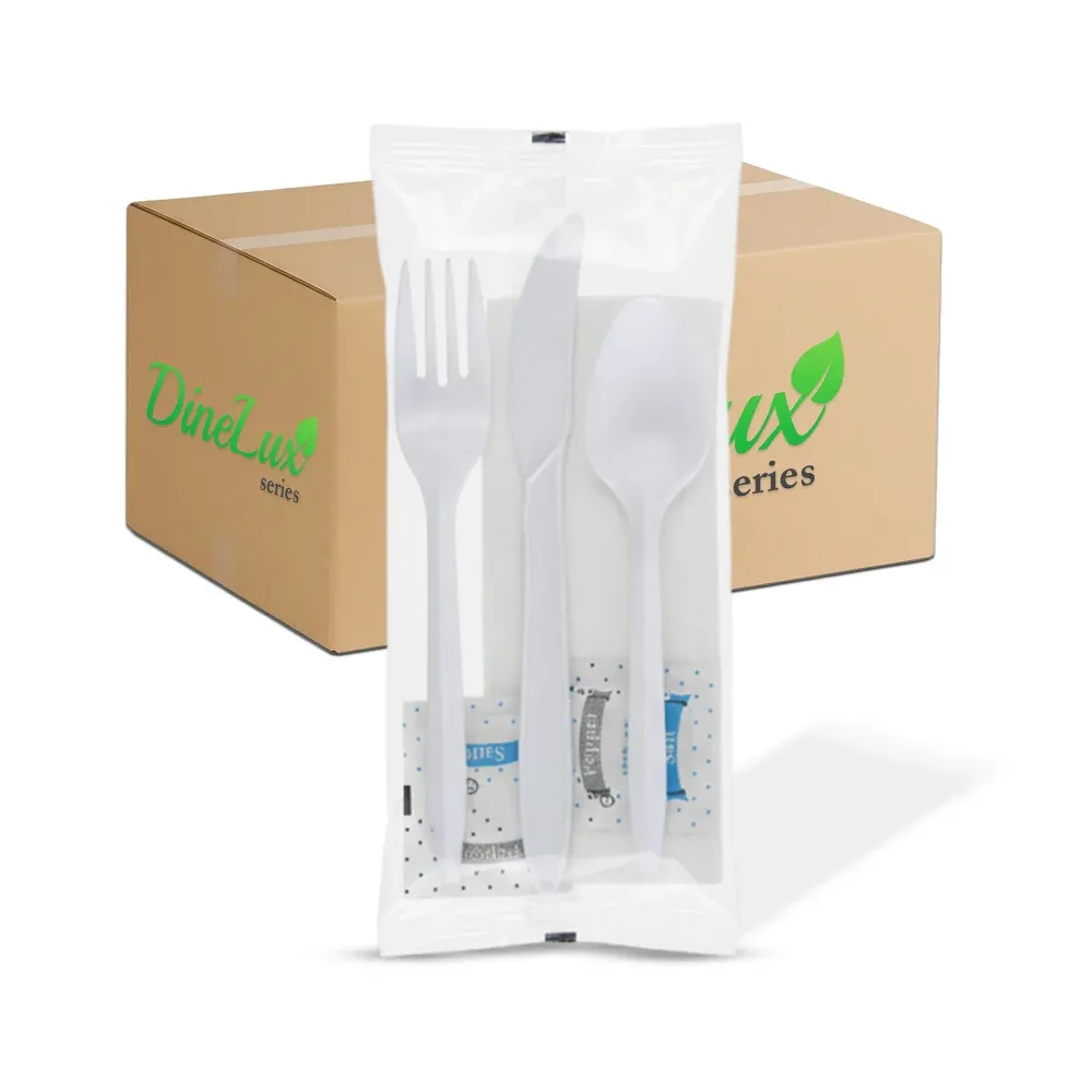 Dinelux Series Disposable Cutlery Kit, Medium Weight, Polypropylene, 250/Case