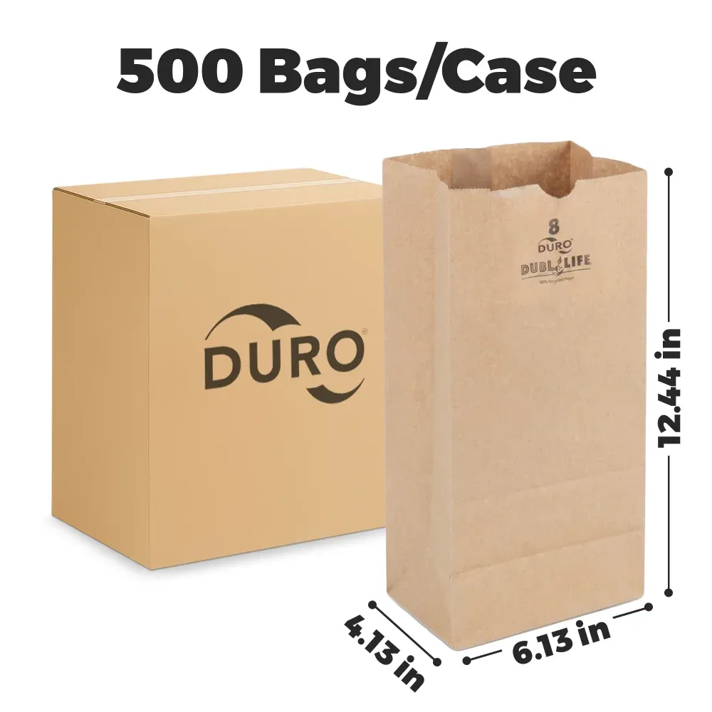 Duro Kraft Paper Bag, 6.13" x 4.13" x 12.44", 500 Bags/Case