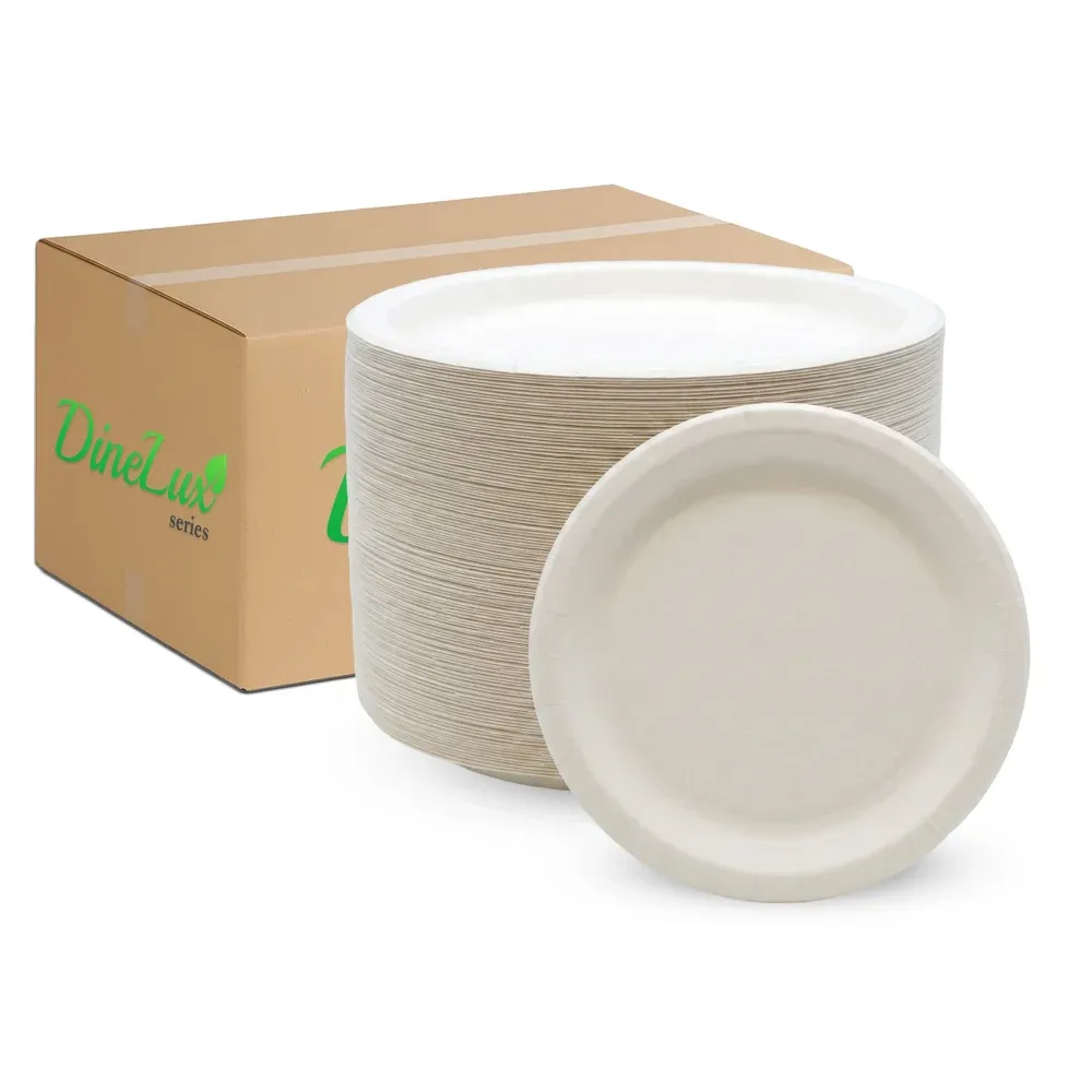 Dinelux Series Foam Paper Plate, Smoothwall Coated, 8.37", White, 500/Case