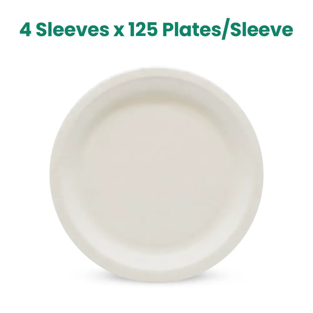 Dinelux Series Foam Paper Plate, Smoothwall Coated, 8.37", White, 500/Case