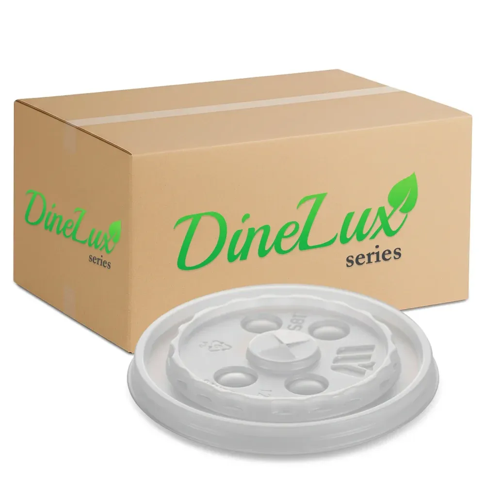 Dinelux Series Translucent Lid with Straw Slot, 12, 16, 20 & 24 oz, 1000/Case