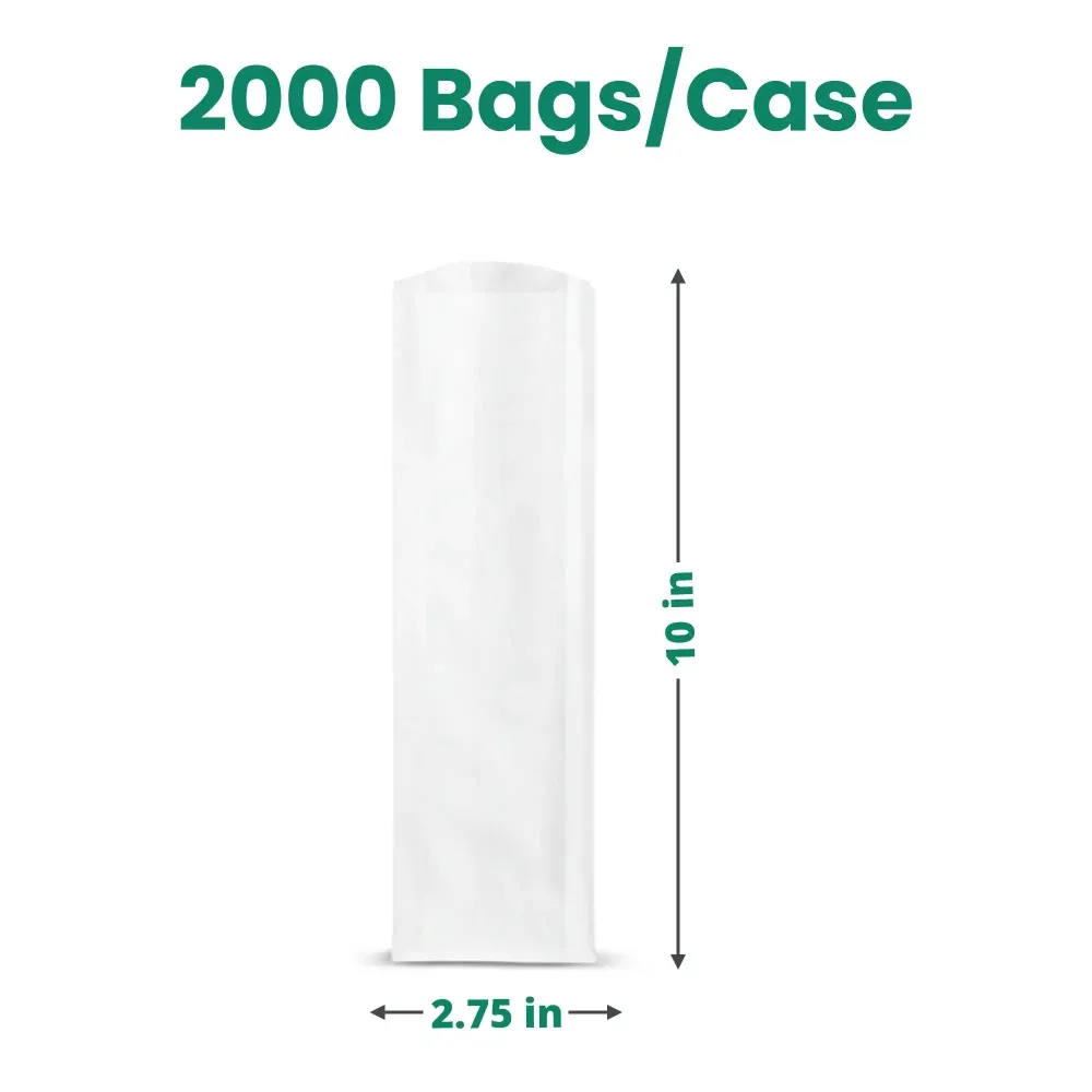 Dinelux Series Silverware Kraft Paper Bag, White, 2-3/4" x 10", 2000 Bags/Case