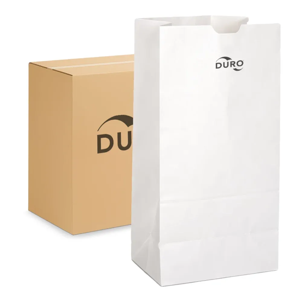 Duro Kraft Paper Bag, White 5" x 3.13" x 9.75", 500 Bags/Case