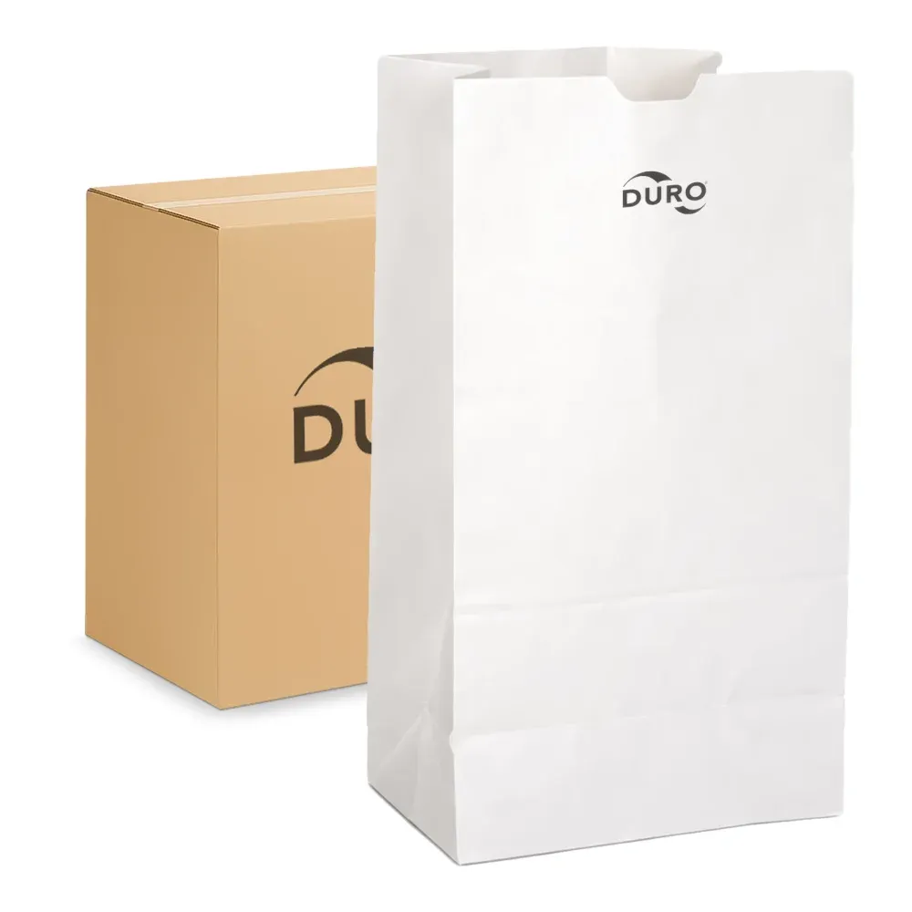 Duro Kraft Paper Bag, White, 6.13" x 4.13" x 12.44", 500 Bags/Case