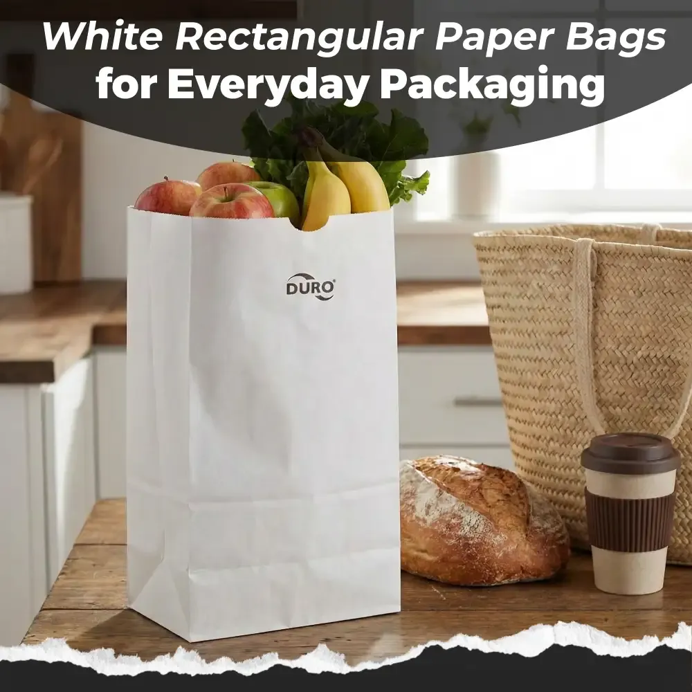 Duro Kraft Paper Bag, White, 6.13" x 4.13" x 12.44", 500 Bags/Case