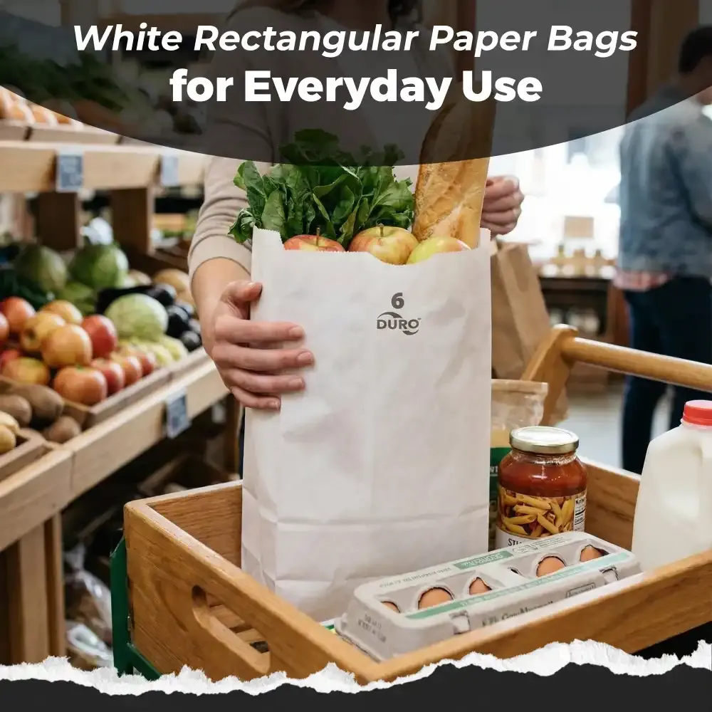 Duro Kraft Paper Bag, White 6" x 3.63" x 11.06", 500 Bags/Case