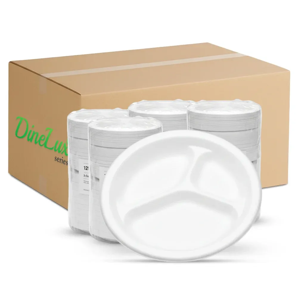 Dinelux Series 8.88" Three-Compartment Plate, Non-laminated, 500/Case