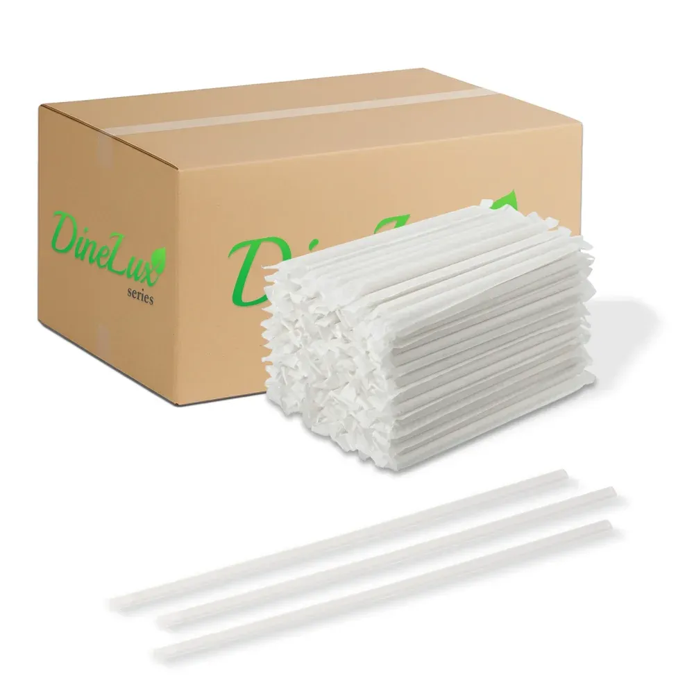 Dinelux Series 10.25" Jumbo Straw, Paper Wrapped, Clear, 2000/Case
