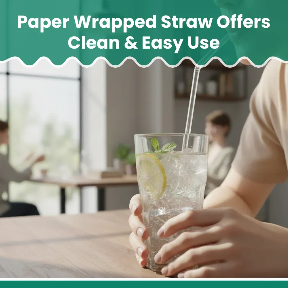 Dinelux Series 10.25" Jumbo Straw, Paper Wrapped, Clear, 2000/Case