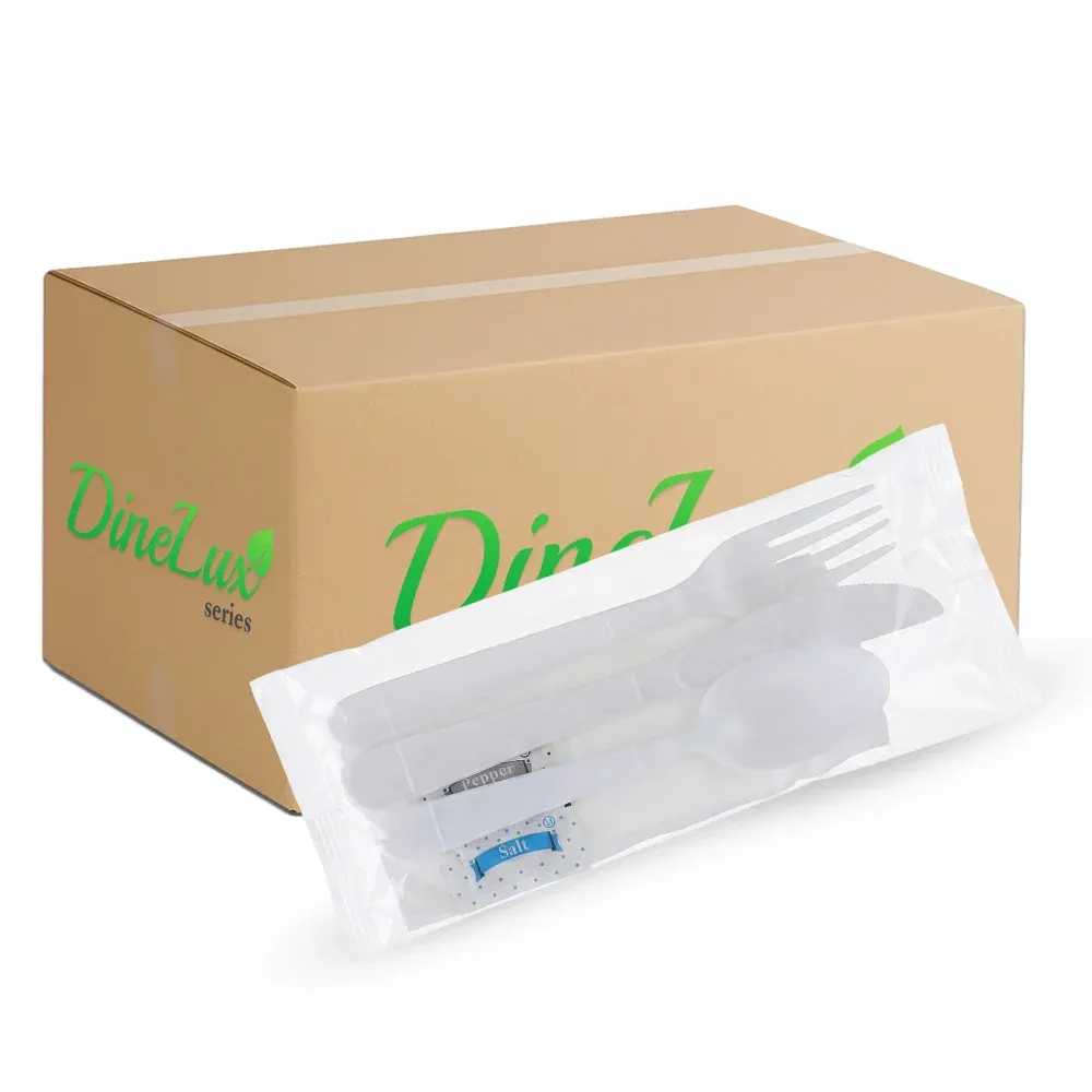 Dinelux Series Disposable Cutlery Kit, Heavy Weight, Polypropylene, 250/Case