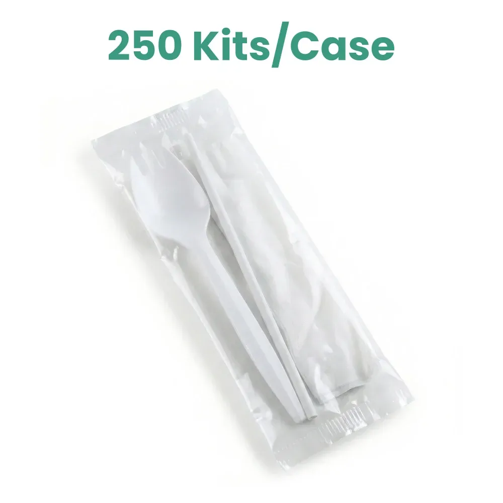 Dinelux Series Disposable Cutlery Kit, Heavy Weight, Polypropylene, 250/Case