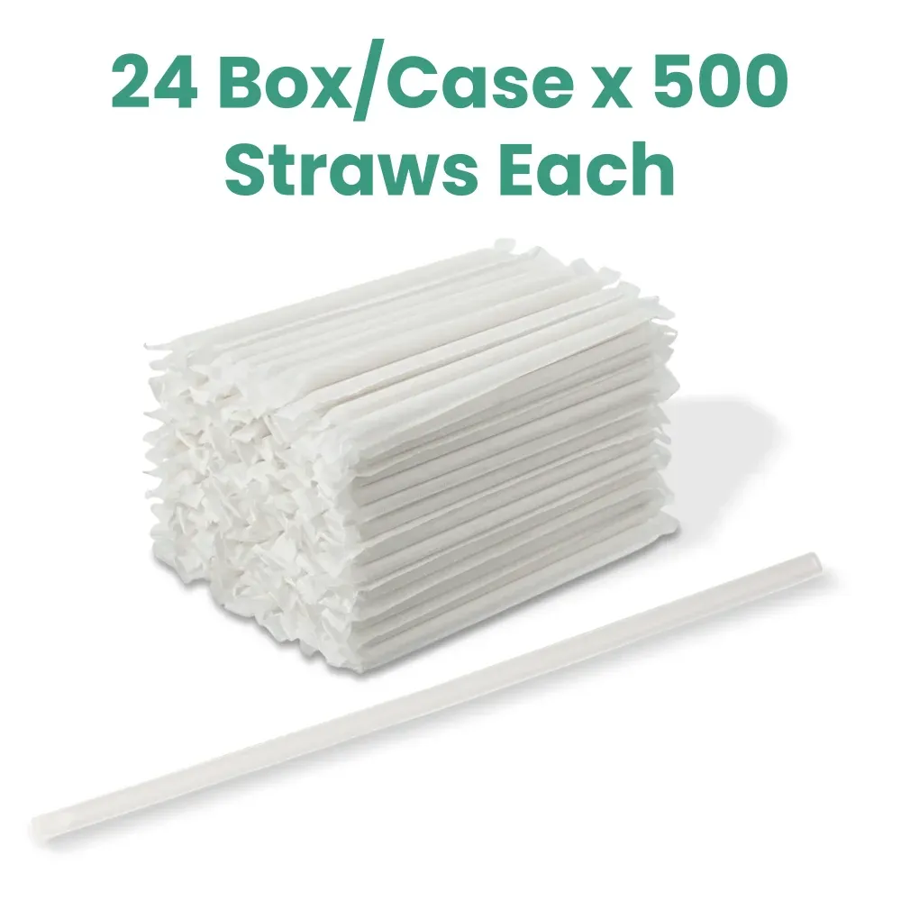Dinelux Series 7.75" Jumbo Straw, Paper Wrapped, Clear, 12000/Case