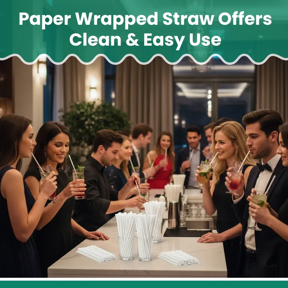 Dinelux Series 7.75" Jumbo Straw, Paper Wrapped, Clear, 12000/Case