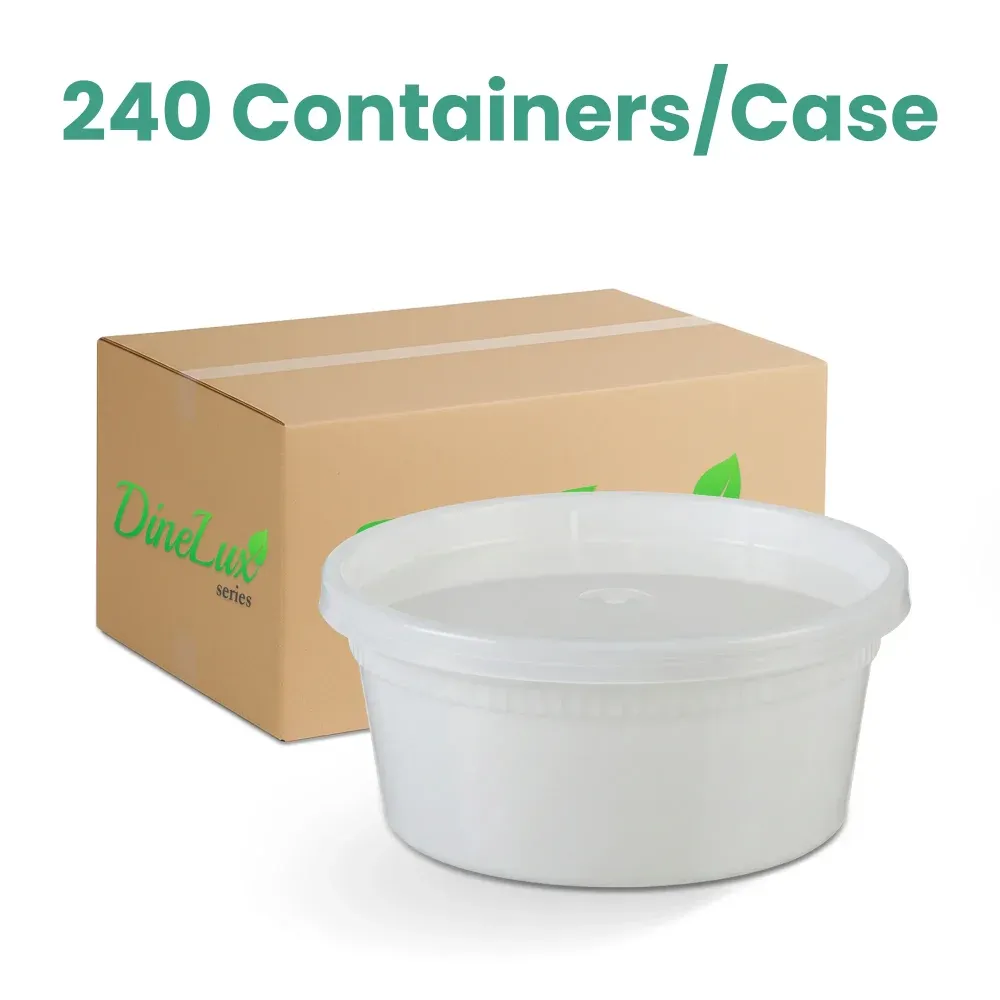 Dinelux Series 8 oz Deli Container, Heavy Duty, Clear, 240/Case