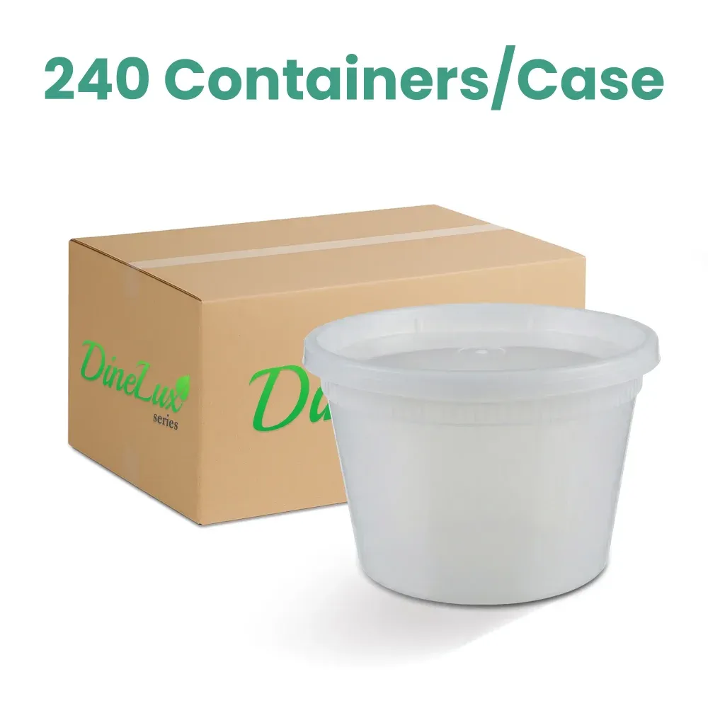 Dinelux Series 16 oz Deli Container, Heavy Duty, Clear, 240/Case