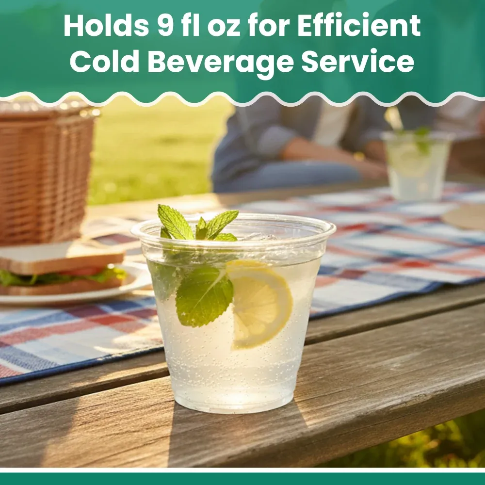 Dinelux Series 9 oz Squat Plastic Cup, Clear, 1000/Case