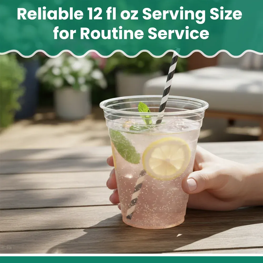 Dinelux Series 12 oz Plastic Cup Squat, Clear, 1000/Case