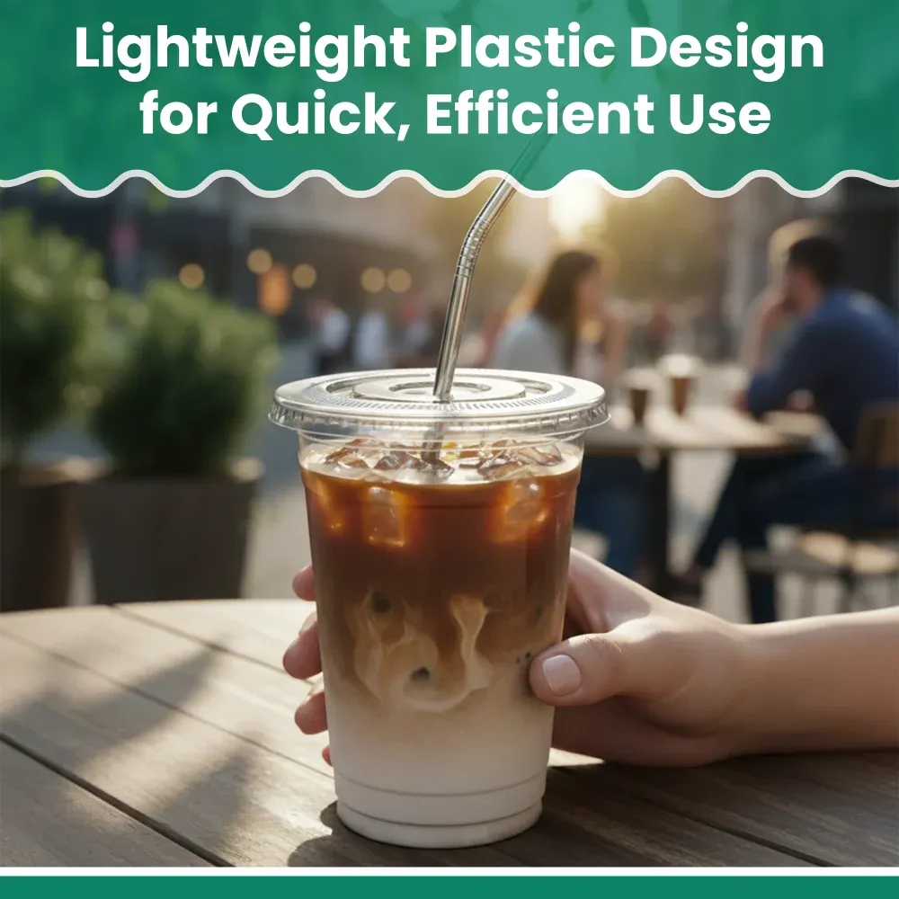 Dinelux Series Plastic Flat Lid with Straw Slot for 32 oz PET Cups, 500/Case