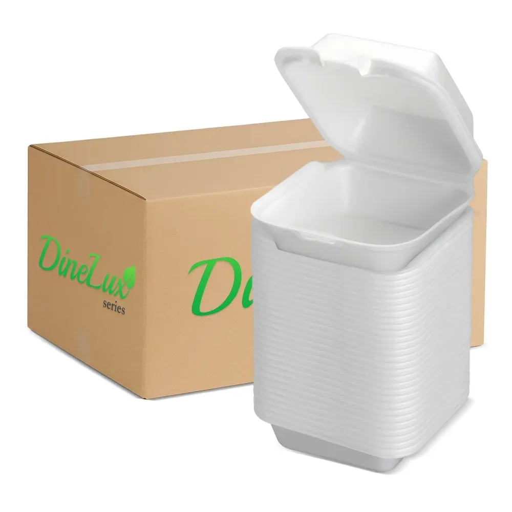 Dinelux Series Foam Take Out Sandwich Container with Hinged Lid, Large, 5.69" x 5.82" x 3.12", 500/Case
