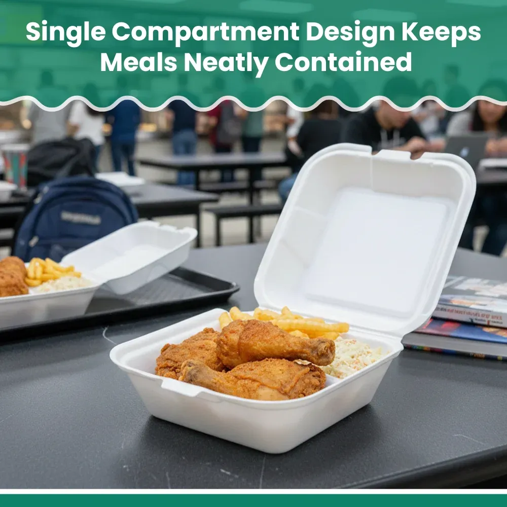 Dinelux Series Foam Take Out Sandwich Container with Hinged Lid, Large, 5.69" x 5.82" x 3.12", 500/Case