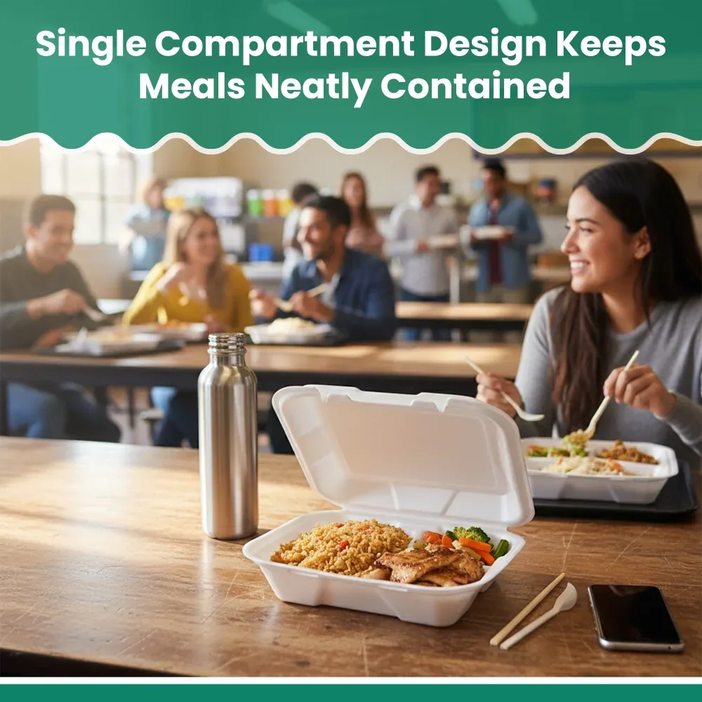 Dinelux Series One-Compartment Foam Take Out Container with Hinged Lid, Square, Medium, 8" x 8" x 3", White, 200/Case