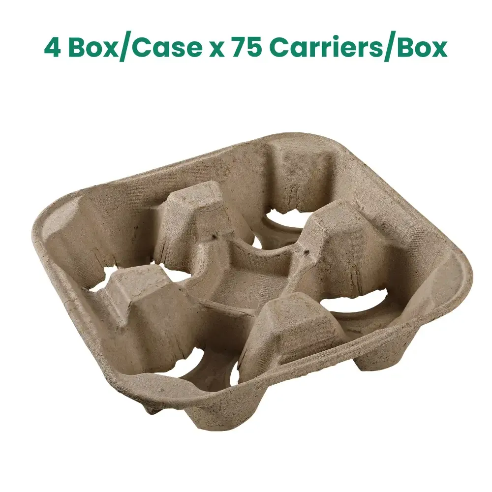 Dinelux Series 8 - 32 oz 4 Pulp Cup Carrier, Brown, 8.74" x 8.74" x 2.16", 300/Case