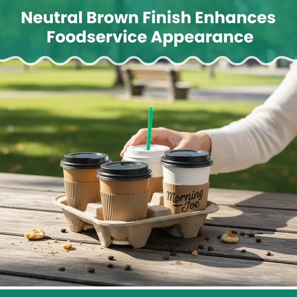 Dinelux Series 8 - 32 oz 4 Pulp Cup Carrier, Brown, 8.74" x 8.74" x 2.16", 300/Case