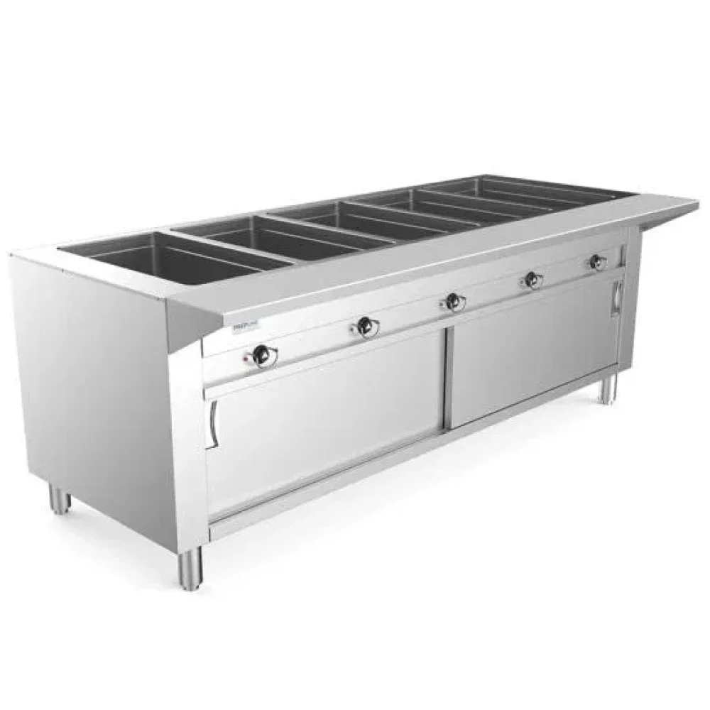 Prepline 74" Electric Hot Food Steam Table, 5 Sealed Well, Enclosed Base, 3750W, 240V