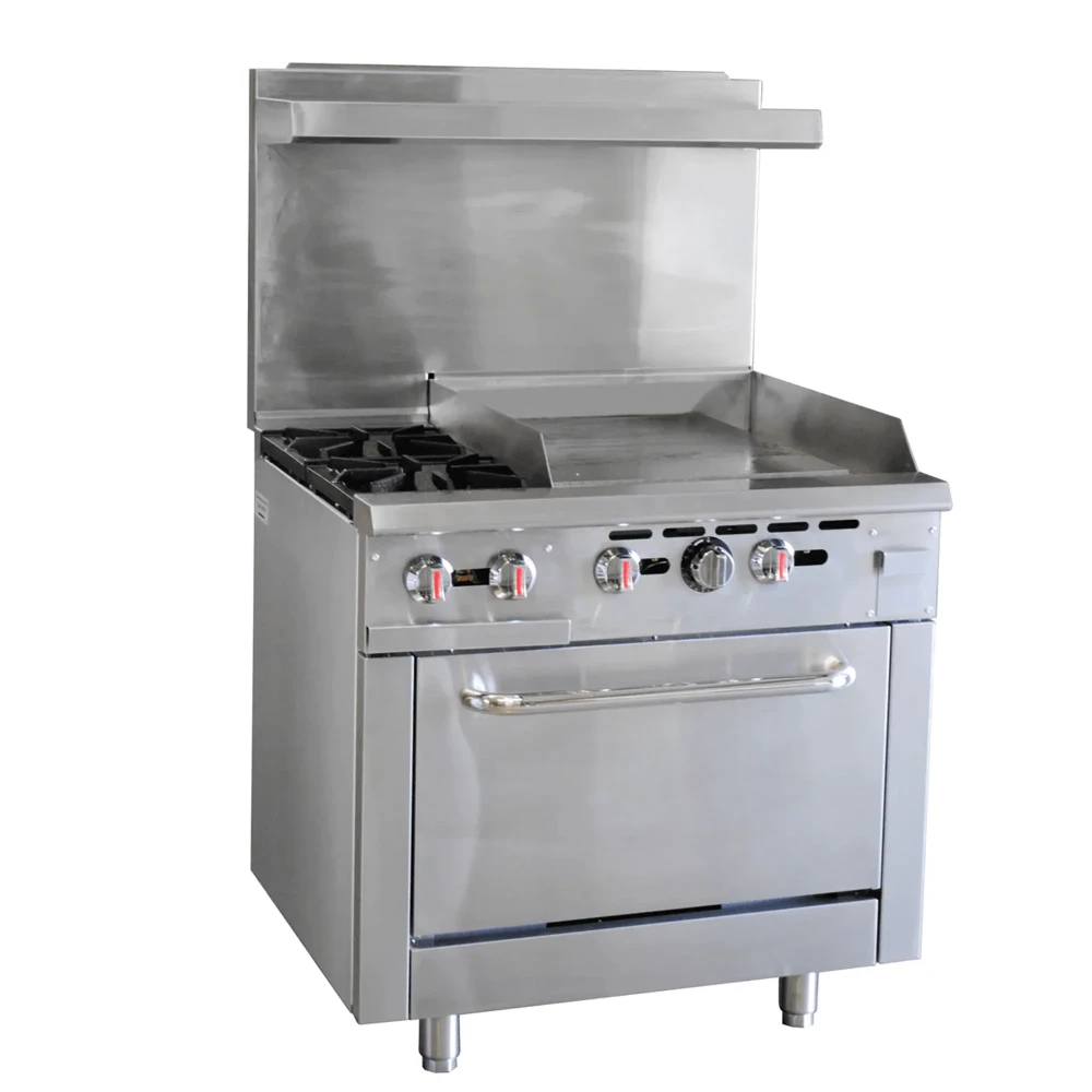 Serv-Ware SGR-2B-24G 36" Gas Range with 2 Open Burners, 24" Griddle & Oven