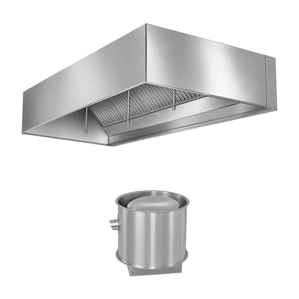 FumeGuard Series 6' Wall Mounted Grease Hood with Exhaust Fan, Stainless Steel - Heavy-Duty