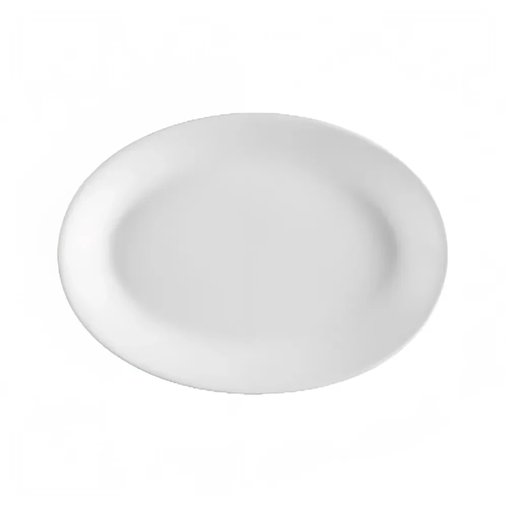 CAC China FR-14 12 1/2" Oval European White Rolled Edge Platter, Franklin
