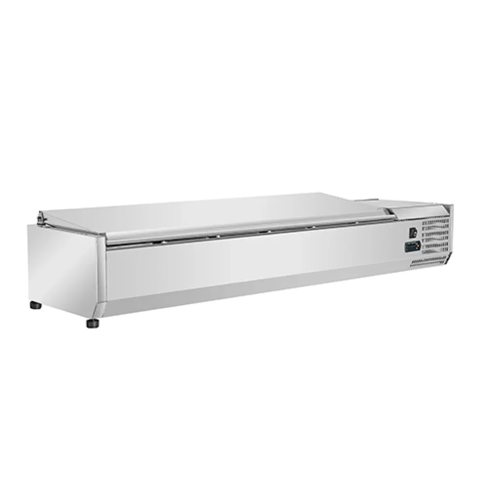 Frigomax Series 47" Refrigerated Countertop Salad Bar with Solid Lid, Holds 4 Pans, Stainless Steel, 1 Year Warranty
