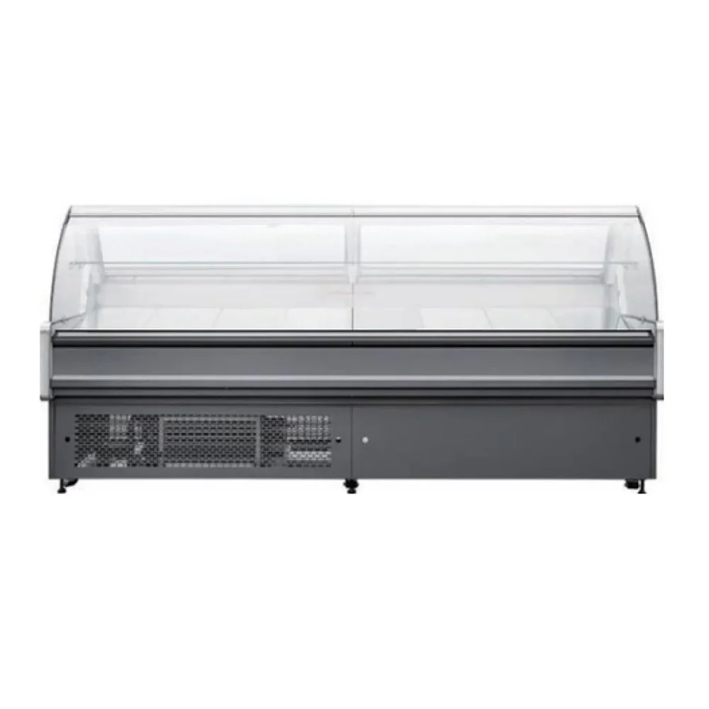 Frigomax Series 102" Refrigerated Display Case with Curved Glass, 31 cu. ft., 1 Year Warranty