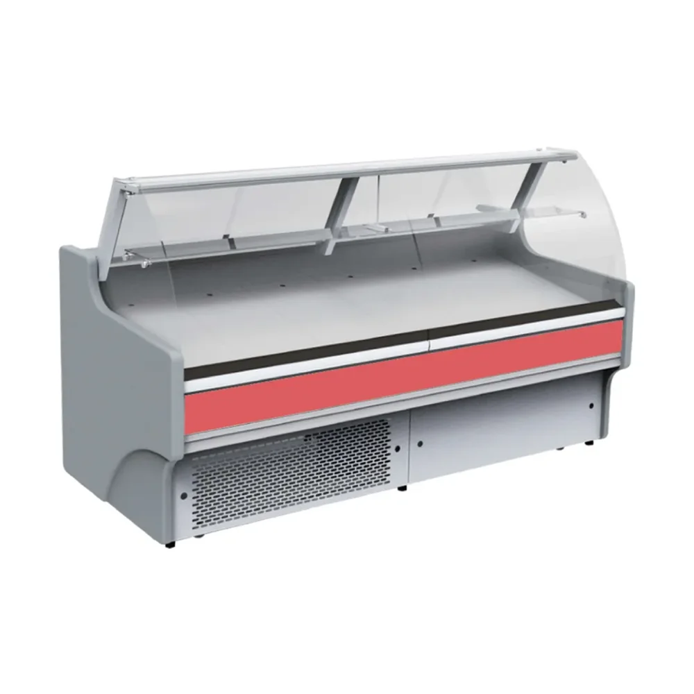 Frigomax Series 102" Refrigerated Display Case with Curved Glass, 31 cu. ft., 1 Year Warranty