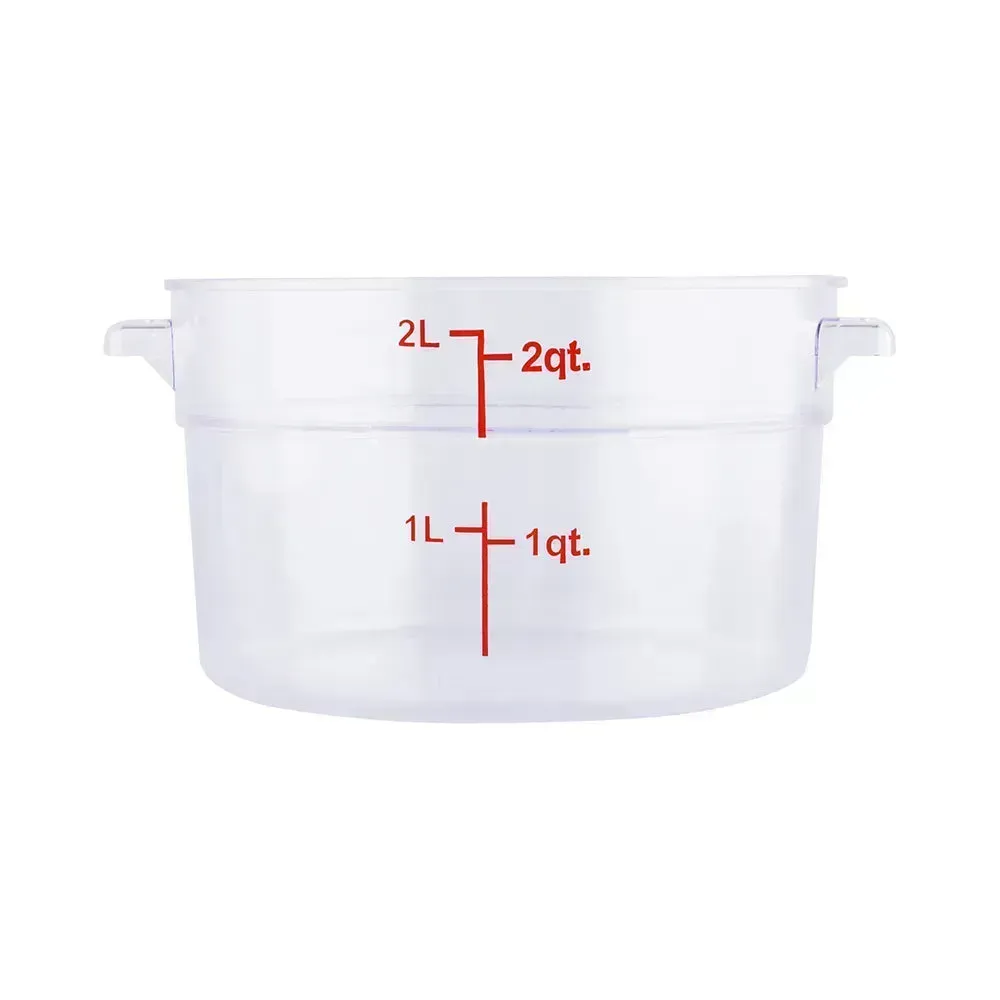 CAC China FS1P-2C 2QT Food Storage Container, Round PC Clear