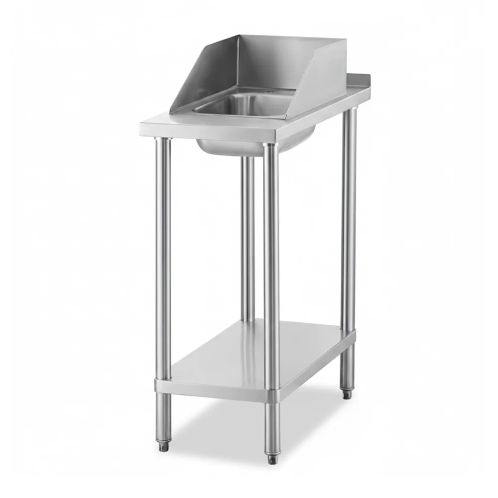 30" x 15" 18 Gauge Filler Table with Drop-In Sink, 304 Stainless Steel