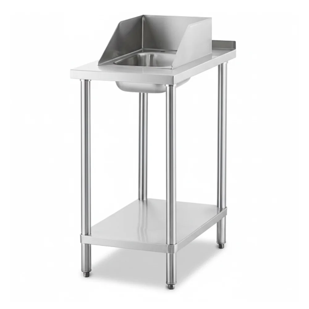 30" x 18" 18 Gauge Filler Table with Drop-In Sink, 304 Stainless Steel