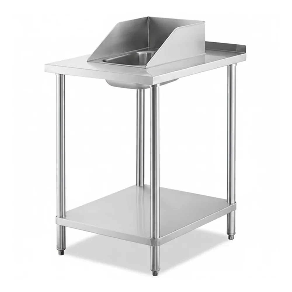 30" x 24" 18 Gauge Filler Table with Drop-In Sink, 304 Stainless Steel