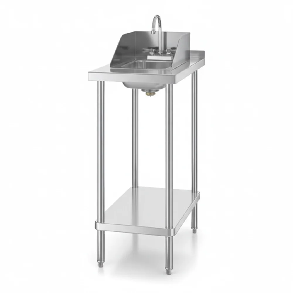30" x 18" 18 Gauge Filler Table with Drop-In Sink and Faucet, 304 Stainless Steel