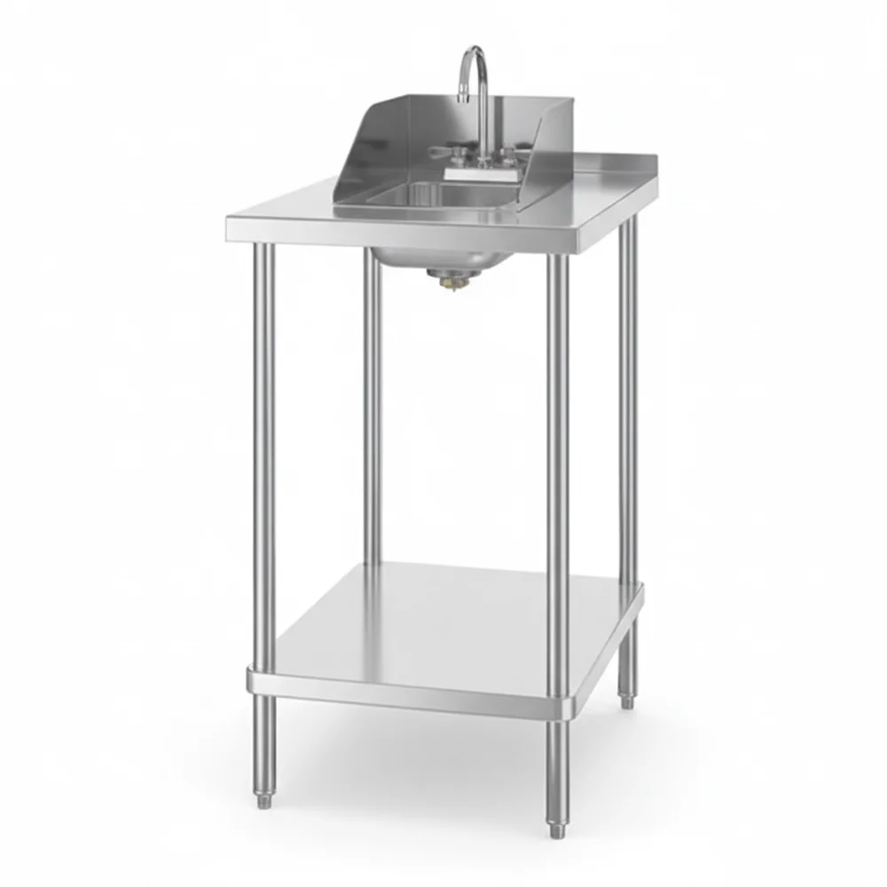 30" x 24" 18 Gauge Filler Table with Drop-In Sink and Faucet, 304 Stainless Steel