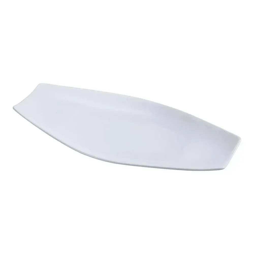 Yanco fuji rectangular platter in white chinaware, practical and elegant, ideal for serving main courses, appetizers, or sides in restaurants.