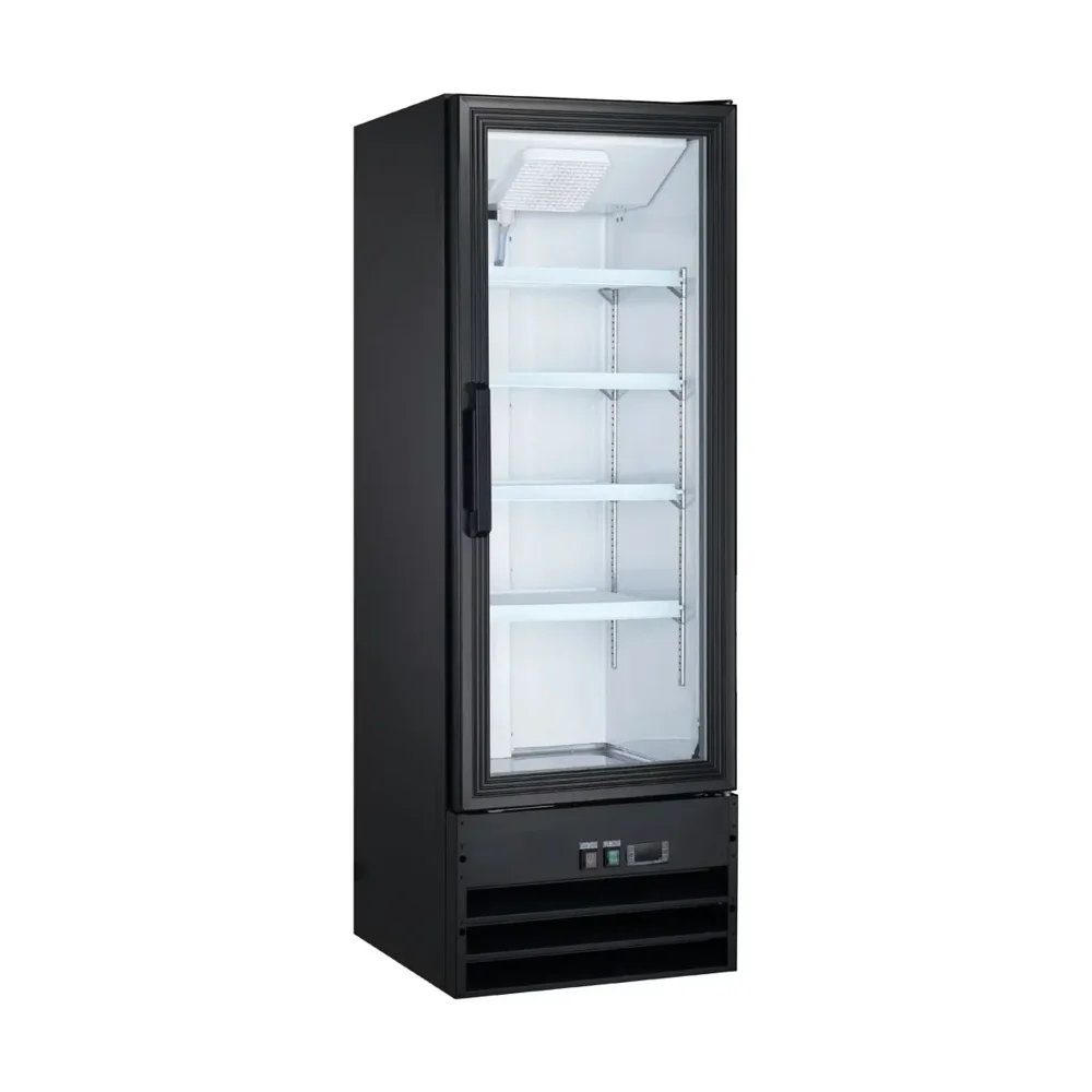 Coldline 21" Reach-In Merchandiser Refrigerator, Black, 1 Glass Swing Door, 1 Year Warranty