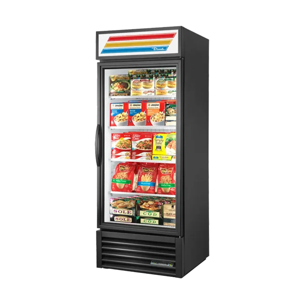 True GDM-26F-FLX-HC~TSL01 30" Glass Door Merchandising Freezer, 1 Swing Door, Black, 115V, 7 Year Warranty