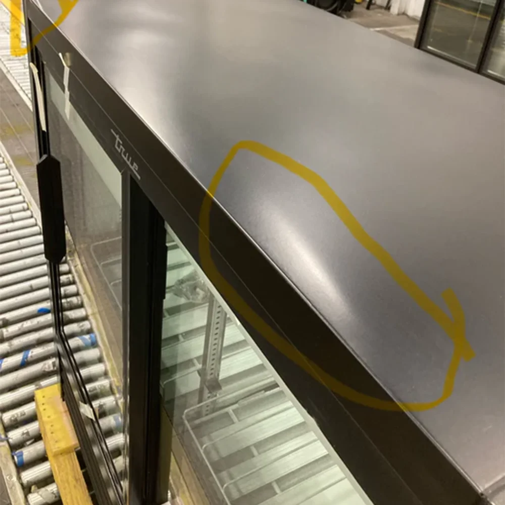 Used True GDM-41CPT-48-HC-LD 48" Pass-Thru Merchandiser Refrigerator, 2 Sections, Sliding Doors, 3-Year Limited Warranty