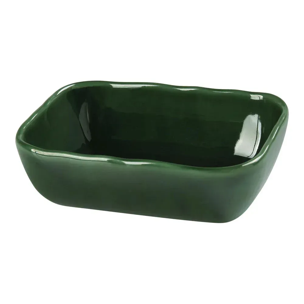 Yanco China green chinaware rectangular bowl, durable reusable catering serveware, perfect for sides, dips, and sauces in event catering.